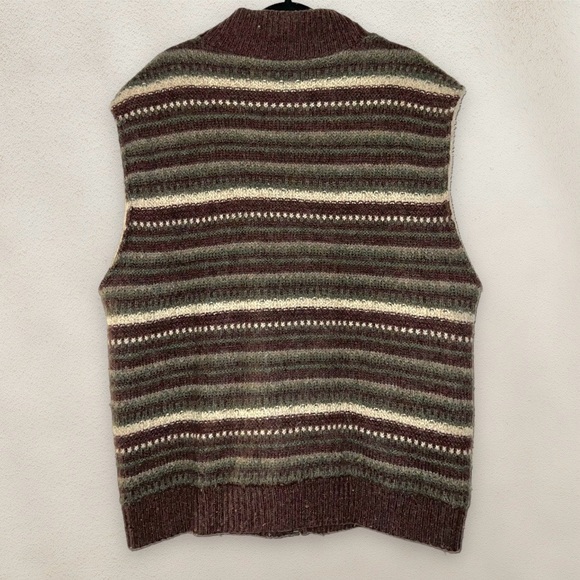 Vintage 90s Cabela's Wool Vest Reversible Sherpa Full Zip Brown Green Size Large - Picture 2 of 7